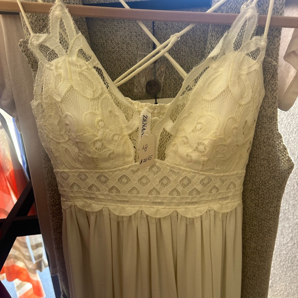 Zara Ivory Lace Detail Chemise
